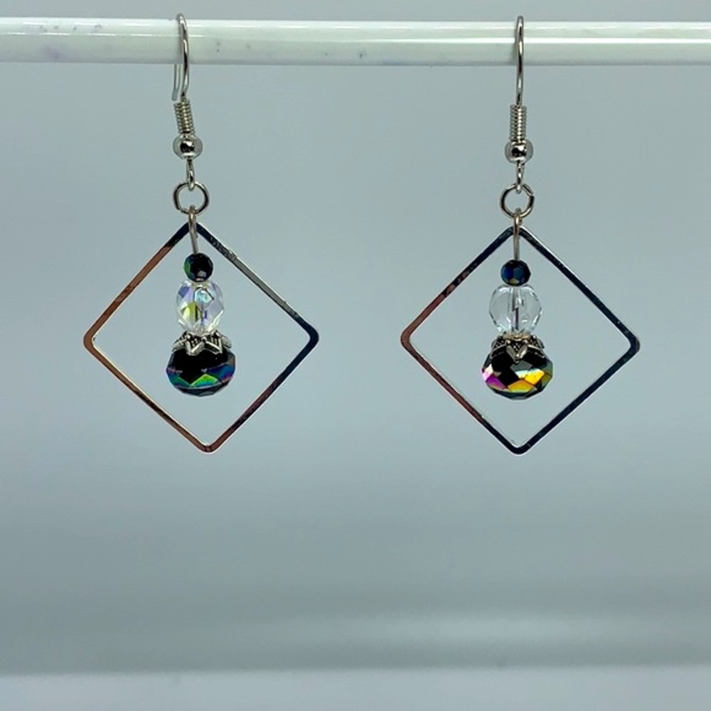 21140 Black & White Rhinestone Earrings